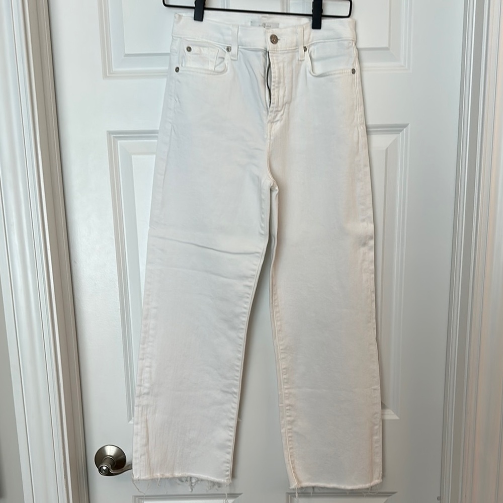 7 For All Mankind White Straight Leg Jeans
